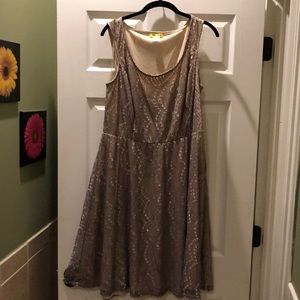 Plus Size Dress Beige 3X Lovely Lace overlay!